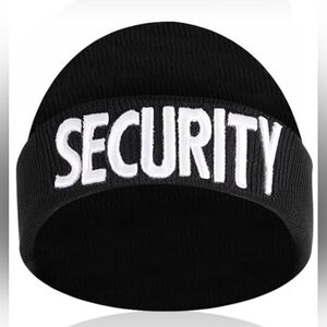 🌟  Security Officer Black Cuffed Knit Beanie